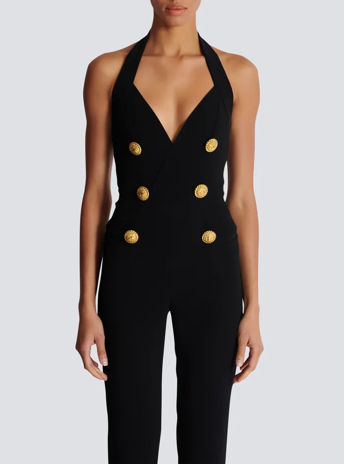 Balmain Trousers And Shorts Women Crepe Tailored Jumpsuit Black