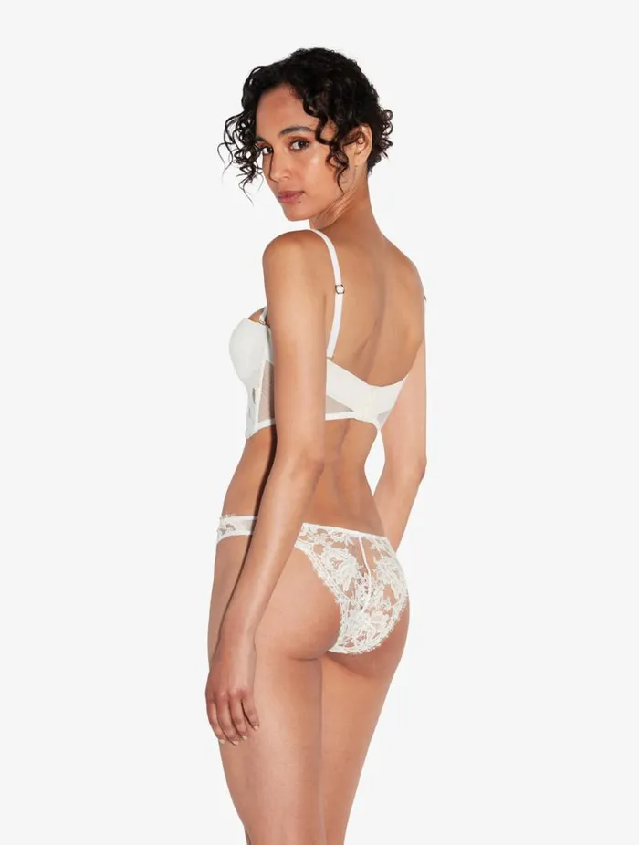 Bandeau Bra In Off White With Cotton Leavers Lace Lingerie La Perla Bandeau
