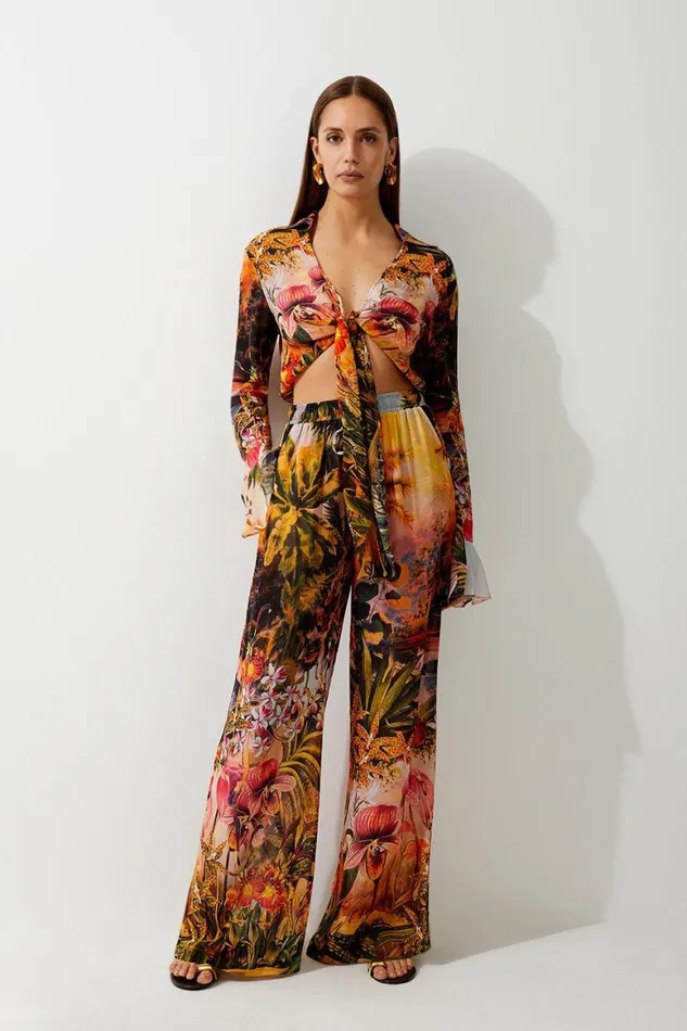 Beachwear Women Karen Millen Floral Placed Print Viscose Georgette Beach Trousers Floral Beachwear Women Karen Millen Floral Placed Print Viscose Georgette Beach Trousers Floral