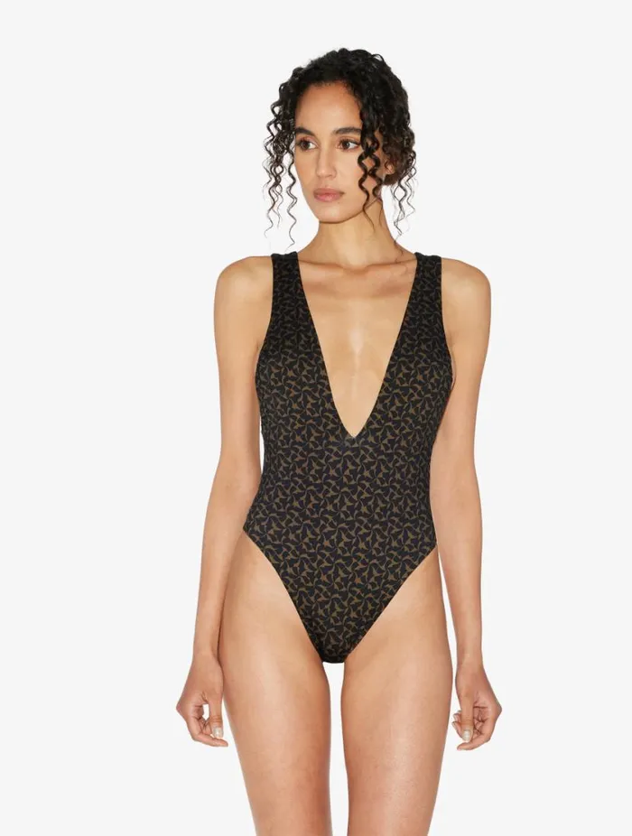 Belted Swimsuit In Dark Green And Black Swim La Perla OnePiece Bathing Suits