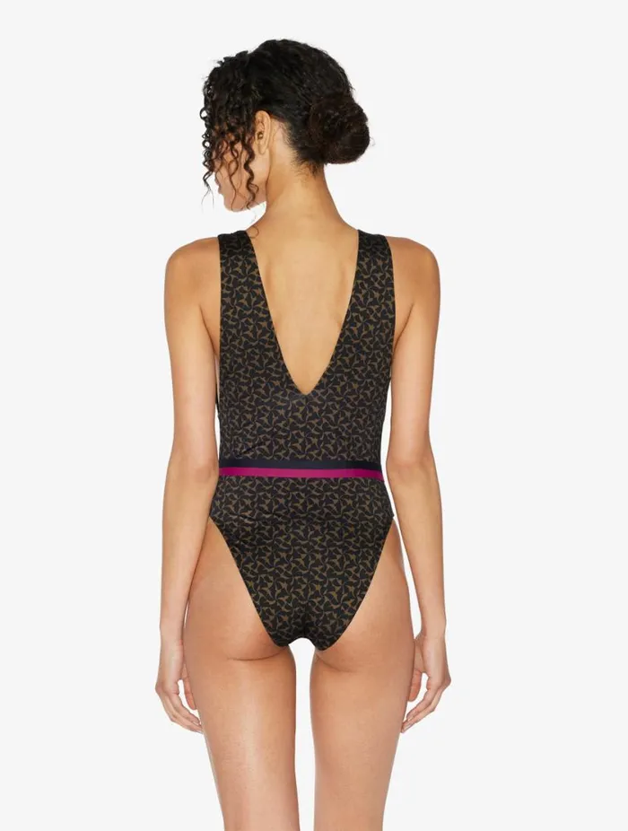 Belted Swimsuit In Dark Green And Black Swim La Perla OnePiece Bathing Suits