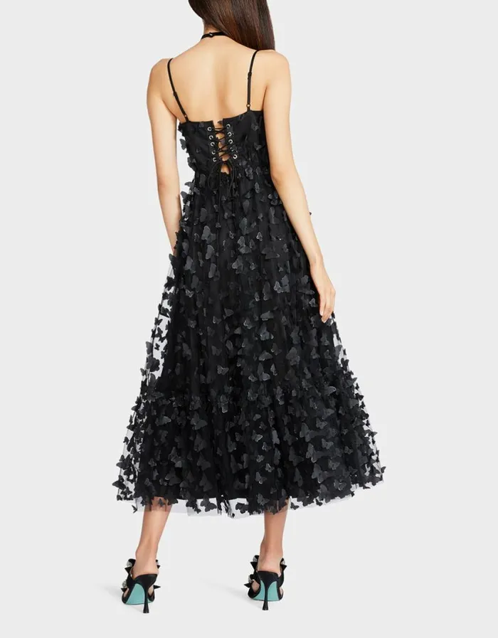 Betsey Johnson Women BETSEYS BUTTERFLY MAXI DRESS BLACK Black