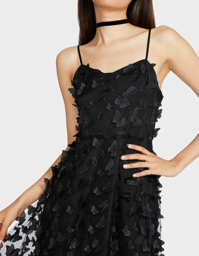 Betsey Johnson Women BETSEYS BUTTERFLY MAXI DRESS BLACK Black