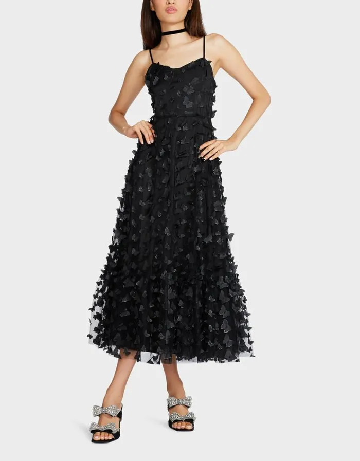 Betsey Johnson Women BETSEYS BUTTERFLY MAXI DRESS BLACK Black