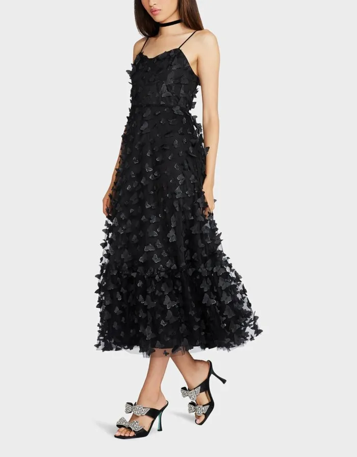 Betsey Johnson Women BETSEYS BUTTERFLY MAXI DRESS BLACK Black