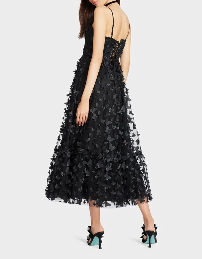 Betsey Johnson Women BETSEYS BUTTERFLY MAXI DRESS BLACK Black