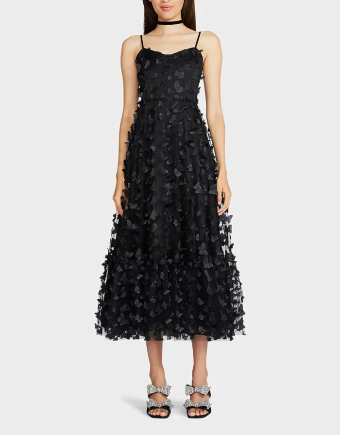 Betsey Johnson Women BETSEYS BUTTERFLY MAXI DRESS BLACK Black