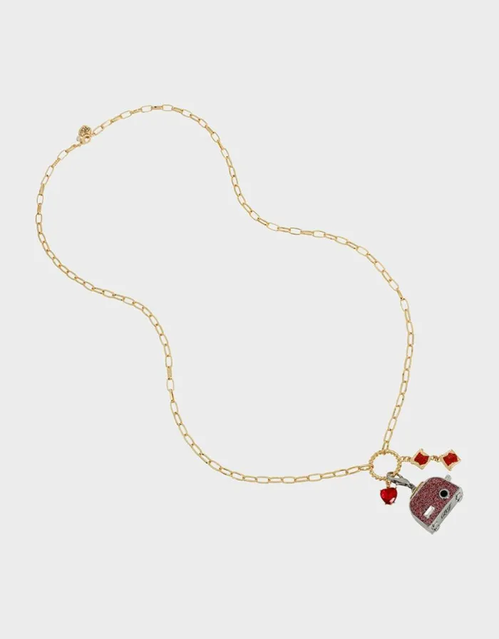 Betsey Johnson Women DEAR BETSEY TOASTER NECKLACE PINK Betsey Johnson Women DEAR BETSEY TOASTER NECKLACE PINK