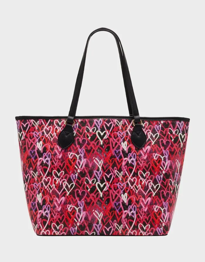 Betsey Johnson Women GRAFFITI LOVE TOTE BLACK MULTI Betsey Johnson Women GRAFFITI LOVE TOTE BLACK MULTI