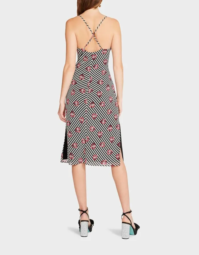 Betsey Johnson Women LIP SLIP DRESS BLACK WHITE