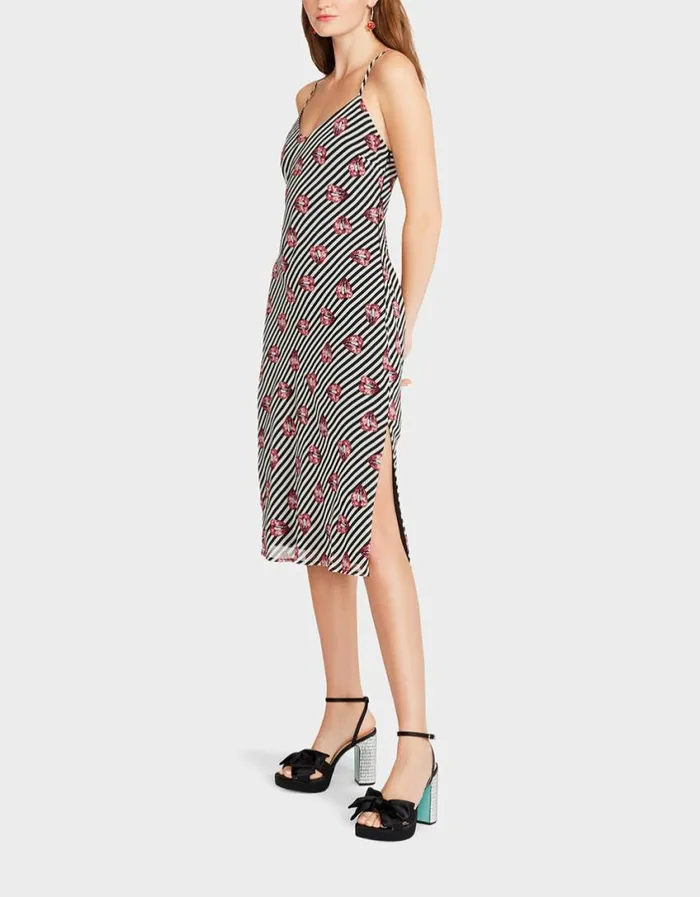 Betsey Johnson Women LIP SLIP DRESS BLACK WHITE