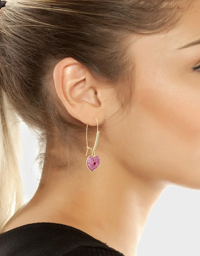 Betsey Johnson Women LOOK INTO YOUR HEART DROP HOOK EARRINGS PINK Pink Betsey Johnson Women LOOK INTO YOUR HEART DROP HOOK EARRINGS PINK Pink