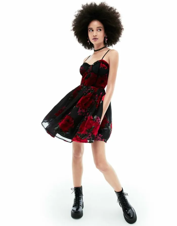 Betsey Johnson Women LUCIA MINI DRESS RED MULTI Red Multi