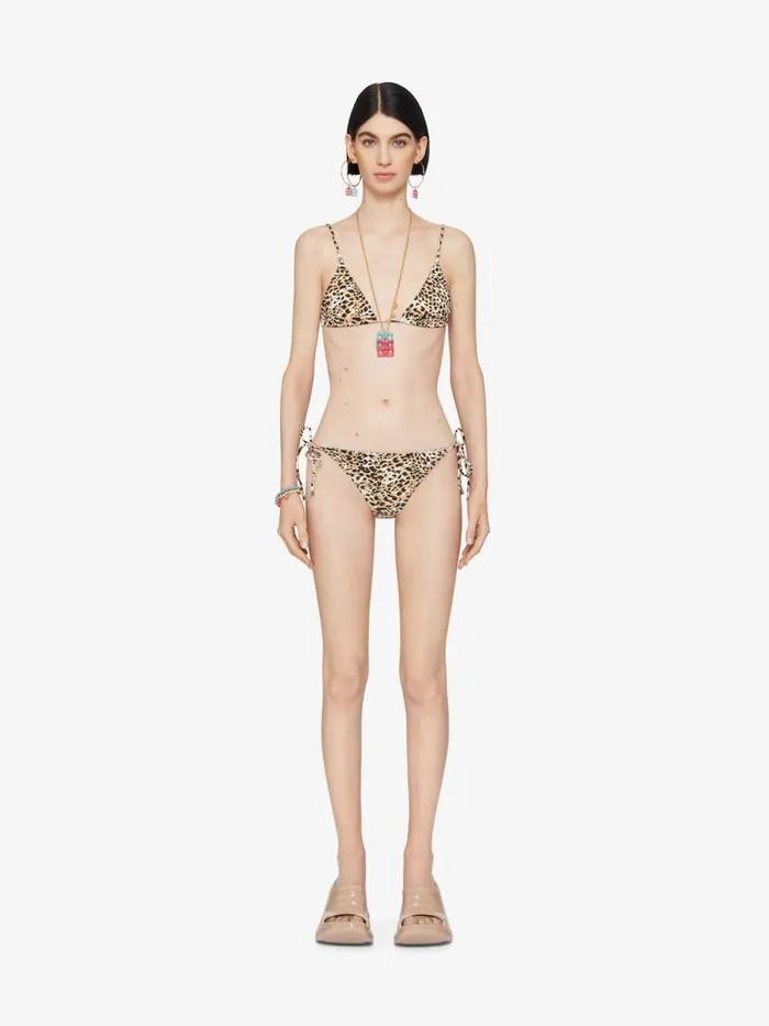 Bikini Bottom With Leopard Print And 4g Detail Beigeblack Women Givenchy Swimwear