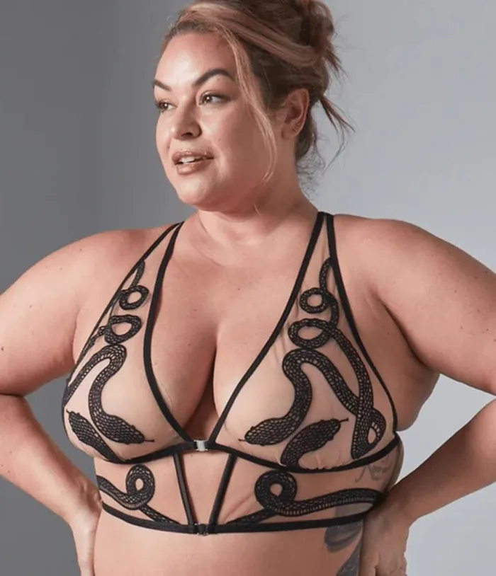Black and Butterscotch Medusa Bralette Accessories Unique Vintage Lingerie and Shapewear