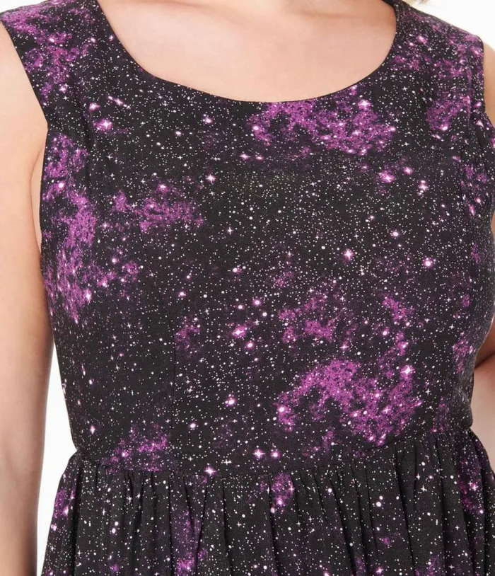 Black and Purple Celestial Swing Dress Dresses Unique Vintage Pocket Dresses