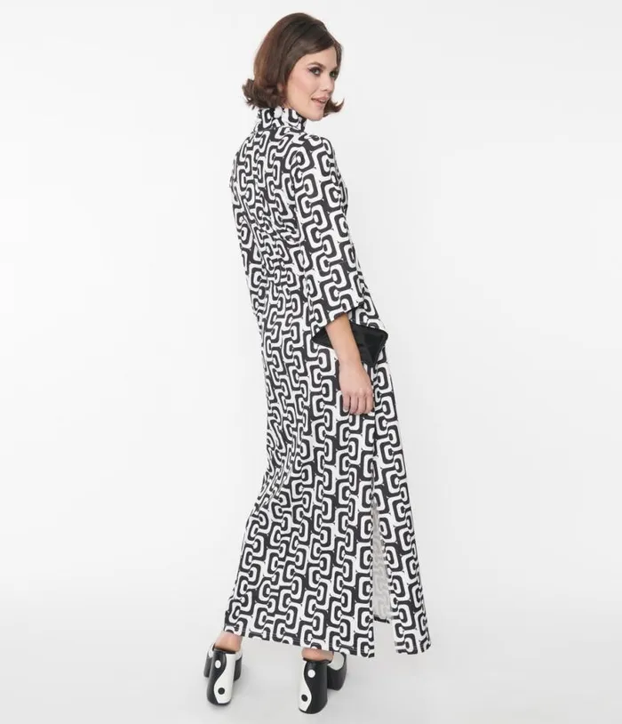 Black and White Mod About You Maxi Dress DressesPlus Unique Vintage Midi and Maxi