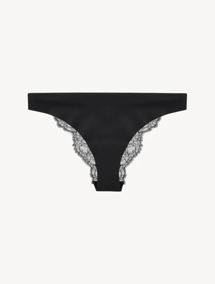 Black Brazilian Brief With Chantilly Lace Lingerie La Perla Brazilian