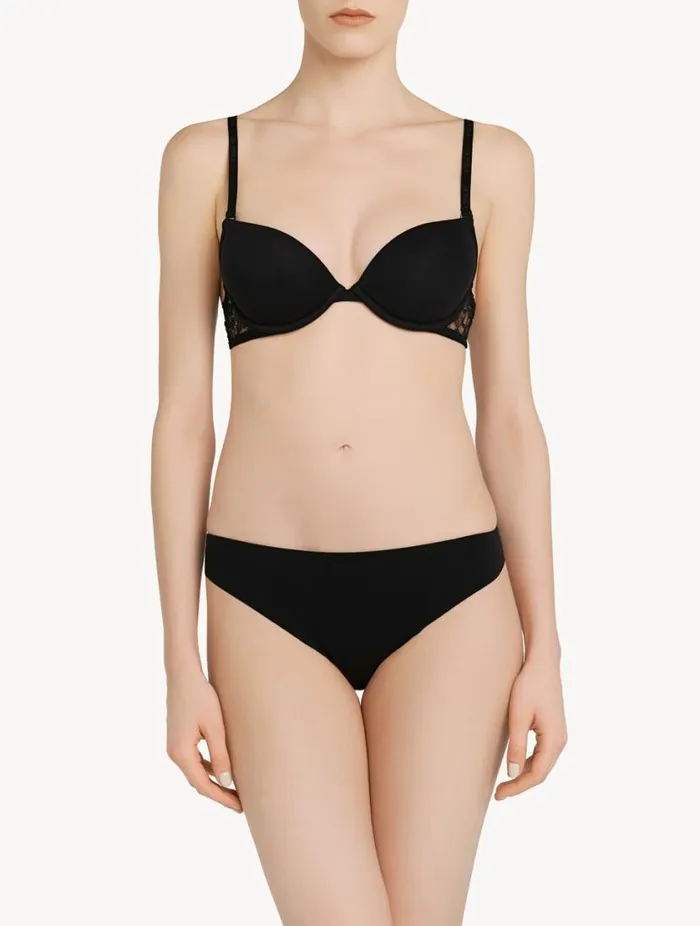 Black Brazilian Brief With Chantilly Lace Lingerie La Perla Brazilian