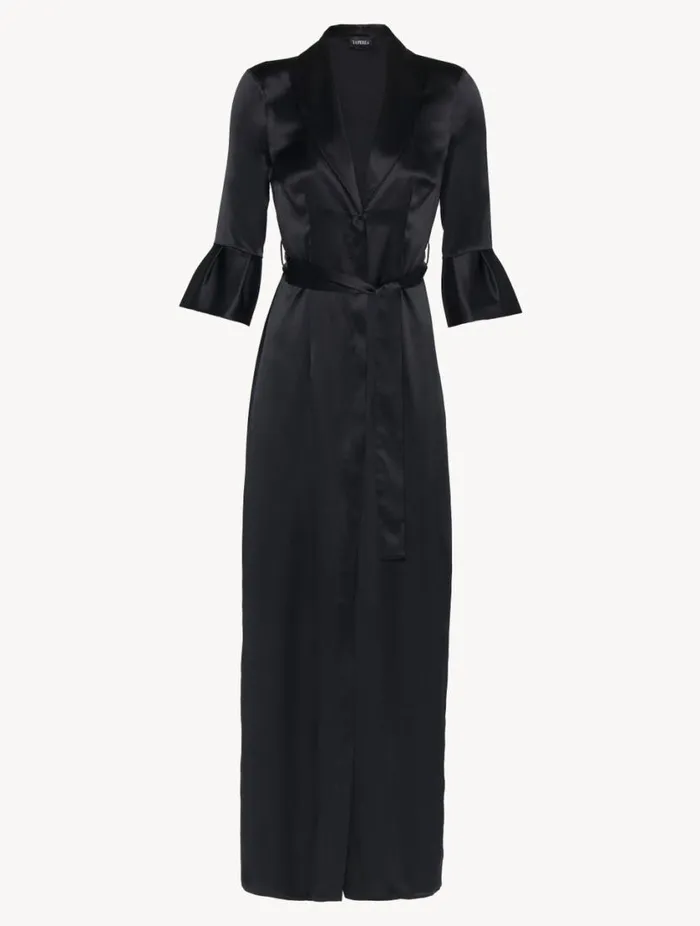 Black Long Silk Belted Robe Sleepwear La Perla Robes
