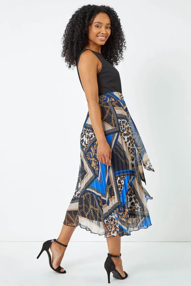 Black Petite Sleeveless Pleated Chiffon Midi Dress Women Roman Dresses