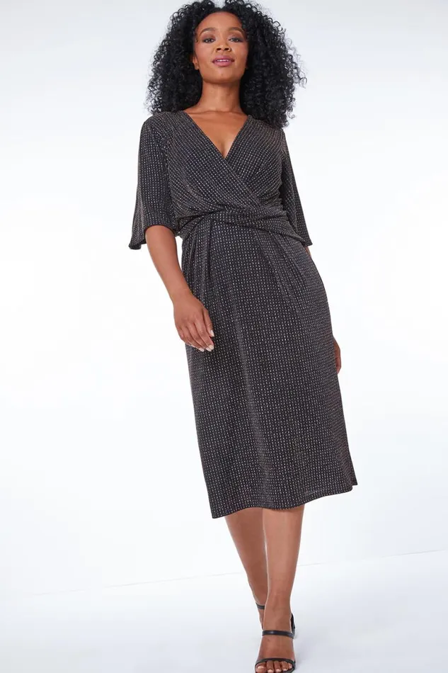 Black Petite Sparkle Stretch Mini Dress Women Roman Dresses