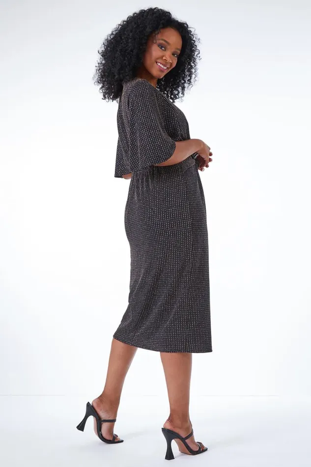 Black Petite Sparkle Stretch Mini Dress Women Roman Dresses