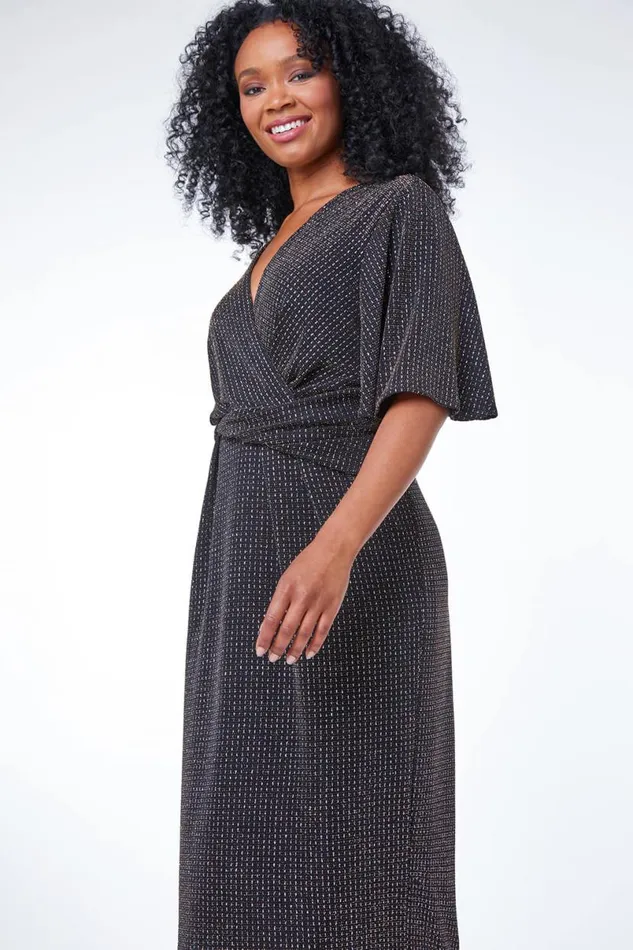 Black Petite Sparkle Stretch Mini Dress Women Roman Dresses