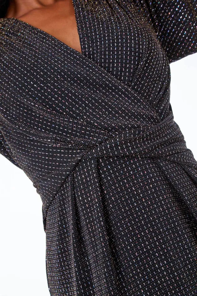Black Petite Sparkle Stretch Mini Dress Women Roman Dresses