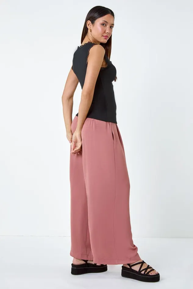 Black Ruched Lace Trim Top Women Roman Tops