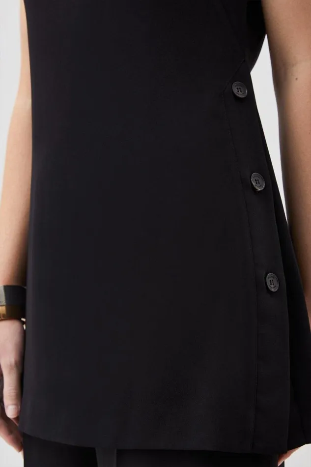 Blouses Women Karen Millen Soft Tailored Button Detail Sleeveless Top Black