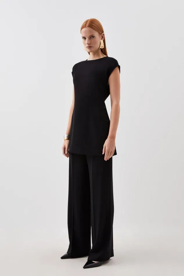 Blouses Women Karen Millen Soft Tailored Button Detail Sleeveless Top Black