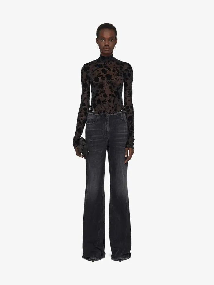 Bodysuit In 4g Flowers Tulle Black Women Givenchy Bodysuits and Underwear