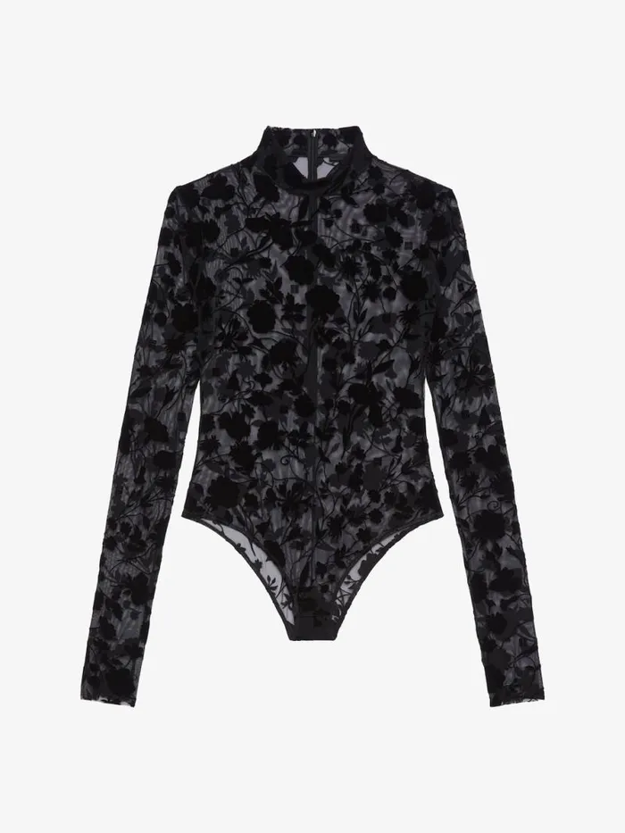 Bodysuit In 4g Flowers Tulle Black Women Givenchy Bodysuits and Underwear