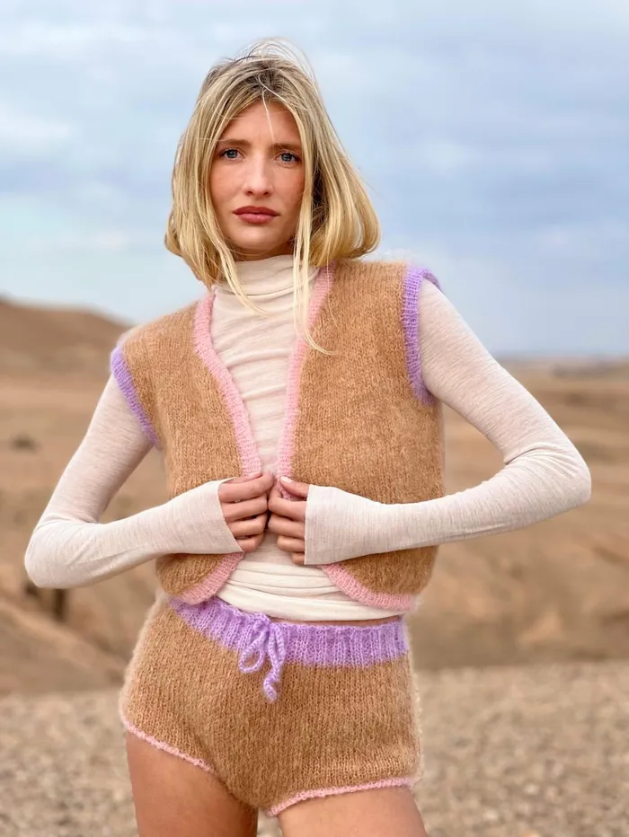 Boleros Women Rose Carmine BOLERO NO SLEEVES COLORBLOCK BEIGE