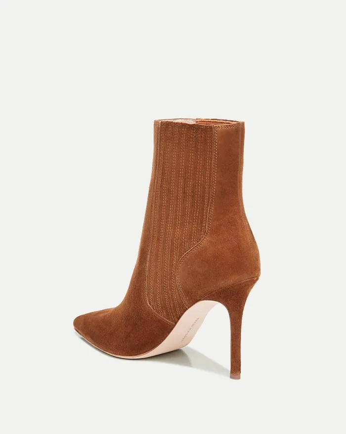 Boots and Booties Shop Veronica Beard Lisa Suede StilettoHeel Bootie Chestnut