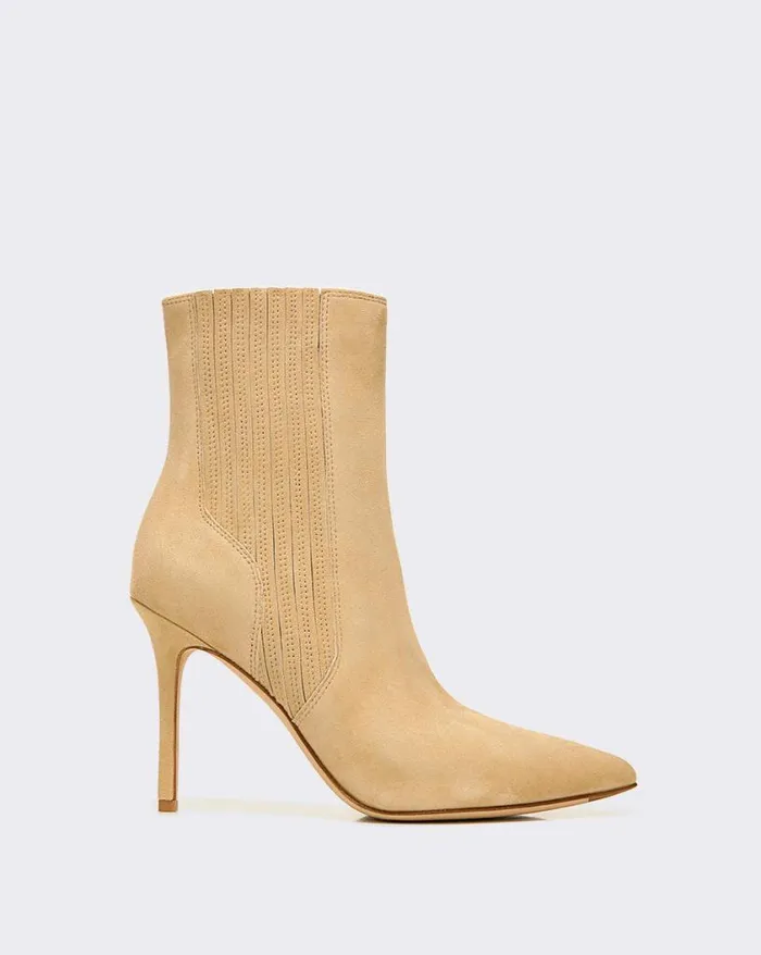 Boots and Booties Shop Veronica Beard Lisa Suede StilettoHeel Bootie Chestnut