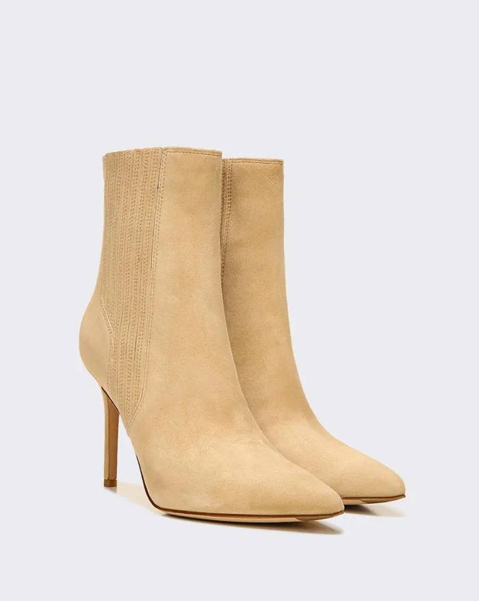 Boots and Booties Shop Veronica Beard Lisa Suede StilettoHeel Bootie Chestnut