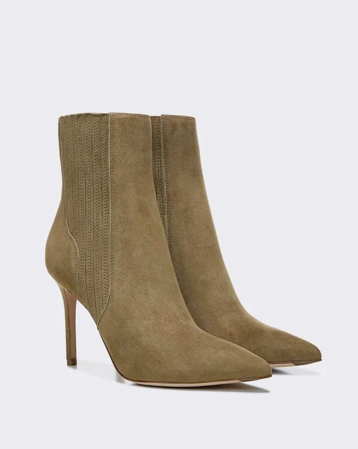 Boots and Booties Shop Veronica Beard Lisa Suede StilettoHeel Bootie Chestnut