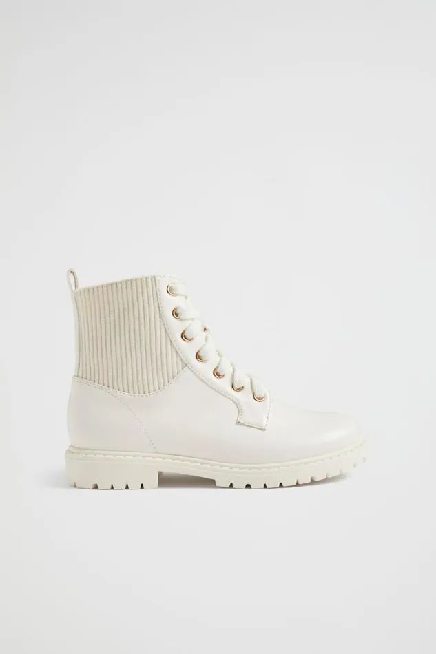 Boots Girl Seed Heritage Rib Panel Hiking Boot Cream