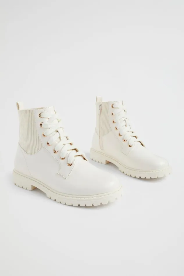 Boots Girl Seed Heritage Rib Panel Hiking Boot Cream