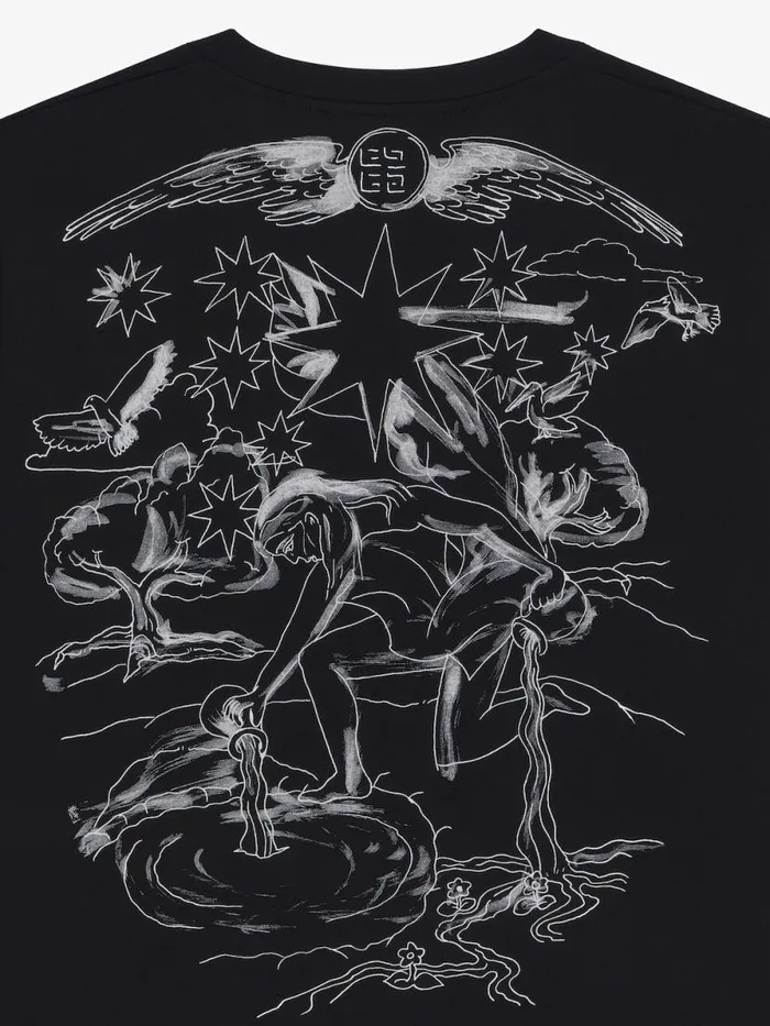 Boxy Fit TShirt In Cotton Tarot Black Men Givenchy TShirts