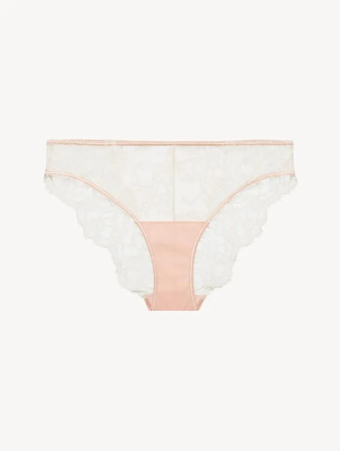 Brief In Linen And Nude Rose With Leavers Lace Lingerie La Perla Brazilian