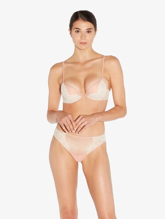Brief In Linen And Nude Rose With Leavers Lace Lingerie La Perla Brazilian