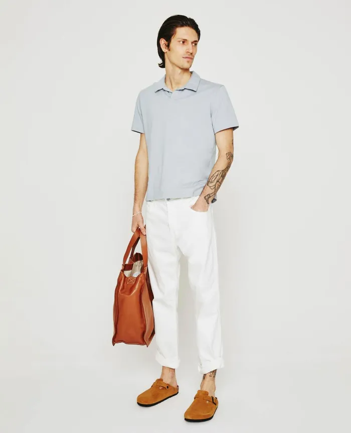Bryce Johnny Collar White Sands Men AG Jeans Polos Bryce Johnny Collar White Sands Men AG Jeans Polos