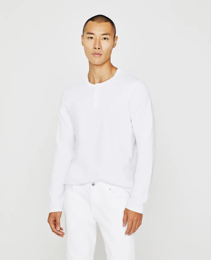 Bryce Long Sleeve Henley True White Men AG Jeans Tees