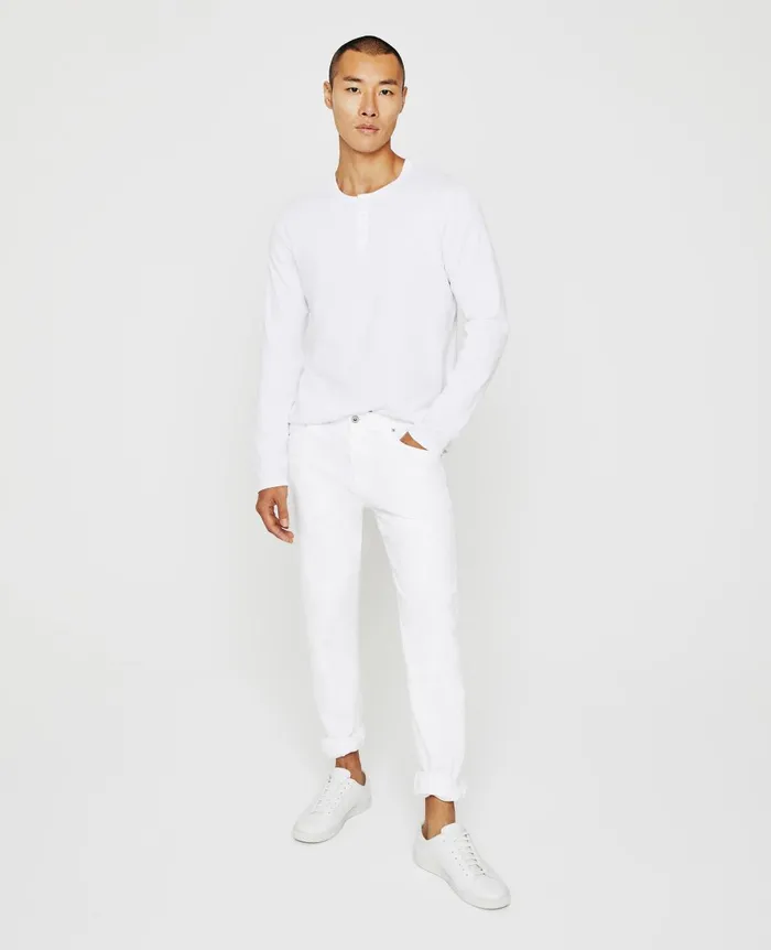 Bryce Long Sleeve Henley True White Men AG Jeans Tees Bryce Long Sleeve Henley True White Men AG Jeans Tees