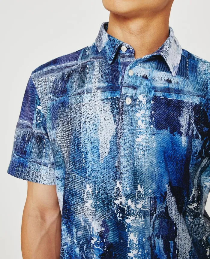 Bryce Polo Washed Denim multi Color Men AG Jeans Polos Bryce Polo Washed Denim multi Color Men AG Jeans Polos