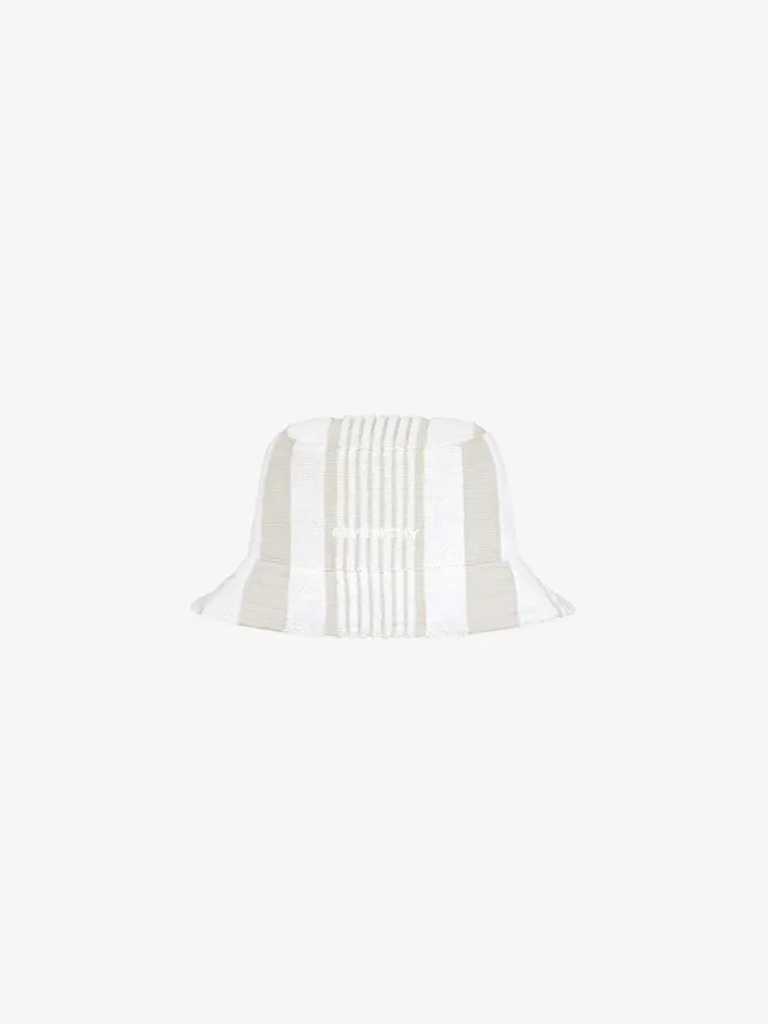 Bucket Hat In Cotton Towelling With Stripes Ivory Men Givenchy Beanies and Caps