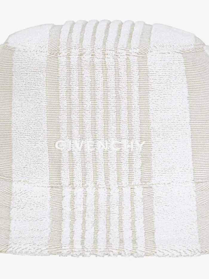 Bucket Hat In Cotton Towelling With Stripes Ivory Men Givenchy Beanies and Caps